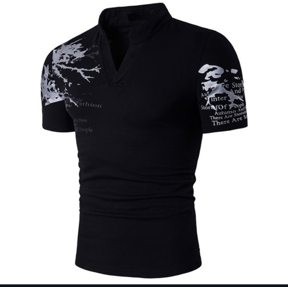 Men's Vneck Polo Shirt Black